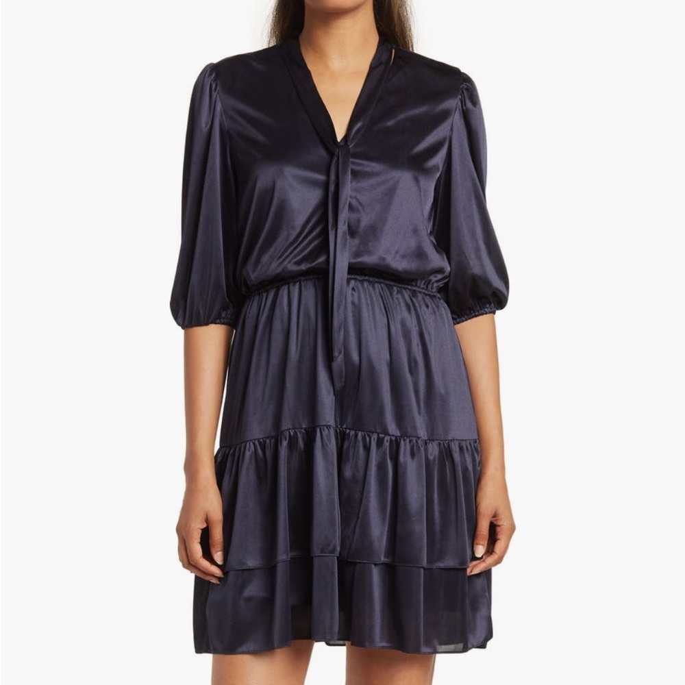 nanette lepore navy silky satin sexy fun black tie life of the party